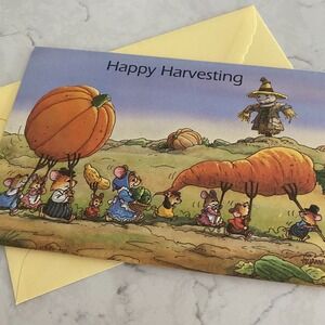 Pictura Happy Harvesting Thanksgiving Holiday Wishes Folded Greeting Card‎
